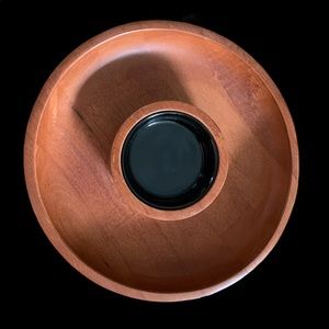 Exotic wooden chip and dip bowl